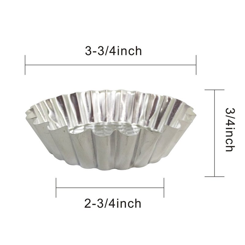 MYStar Set of 30, 3-3/4" Fluted Design Round Shape Non-stick Aluminum Tart Mold, Mini Pie Tin, Tartlet Pan - Image 2